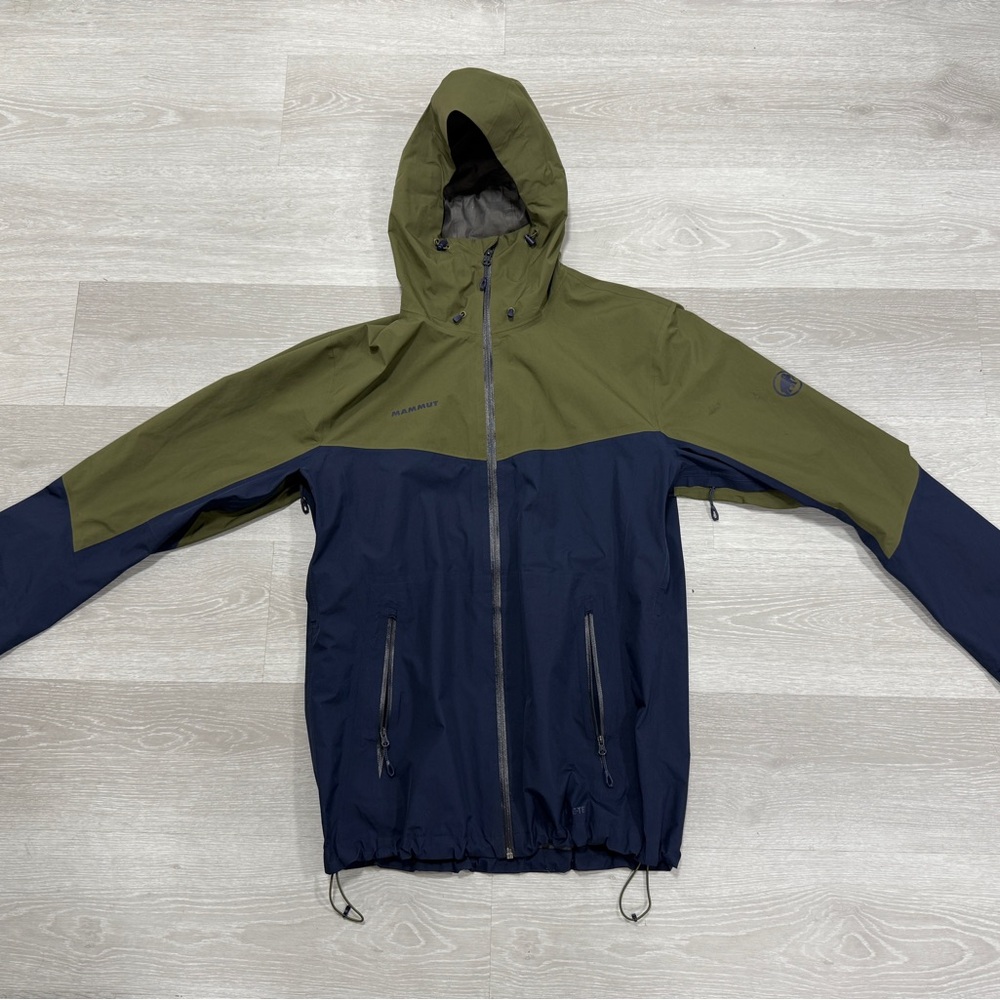 Men’s Mammut Gore-Tex Convey Hooded Packable Wind Breaker Jacket - Olive/Marine